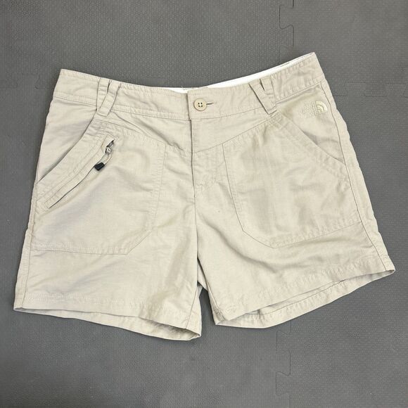 The North Face Shorts Womens 4 Beige Kahki Flap Pockets Outdoors Casual FS Chrty - Picture 3 of 13